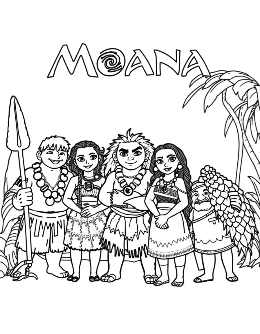 (characters in movie "Moana") The villagers of Motunui.