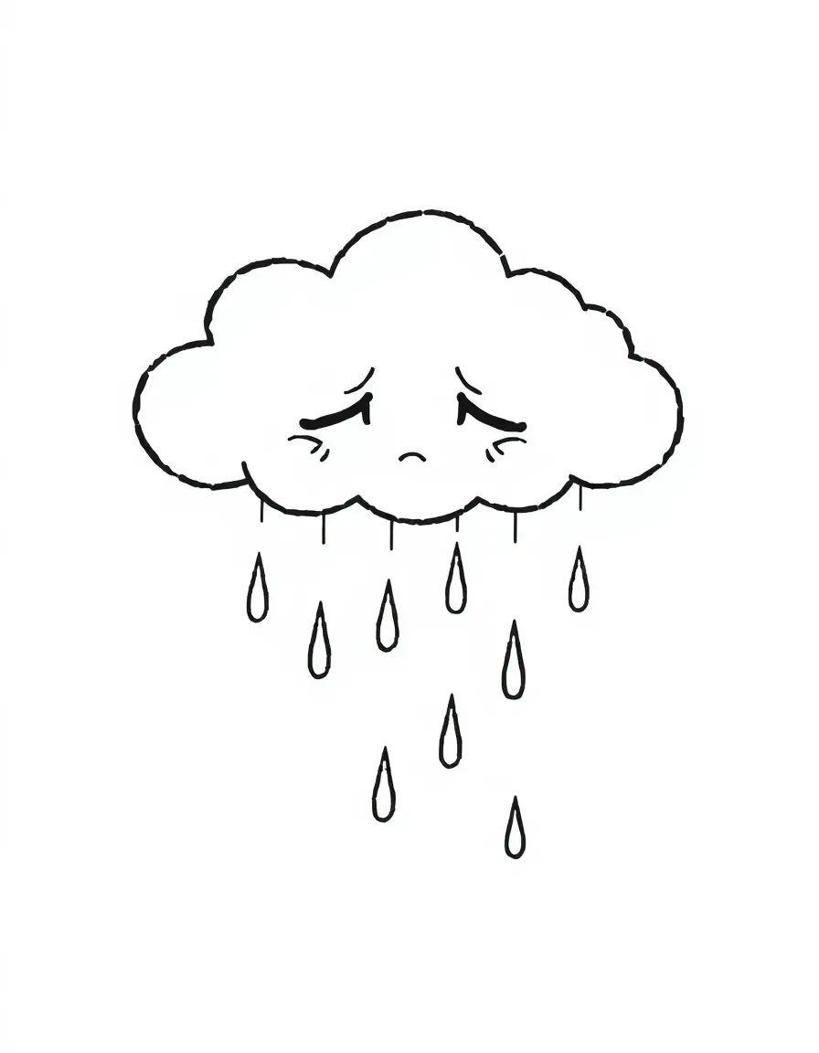 A sad cloud raining teardrops.