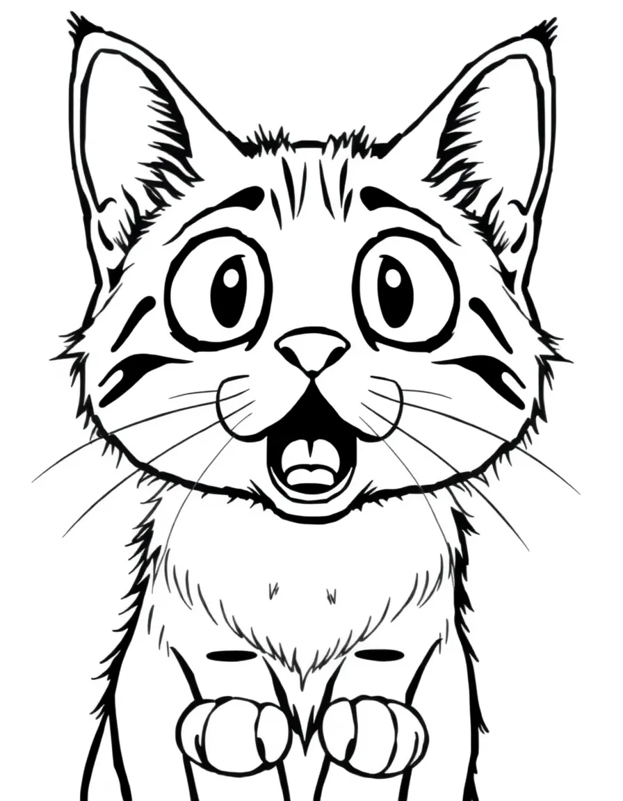 A surprised cat with wide eyes.