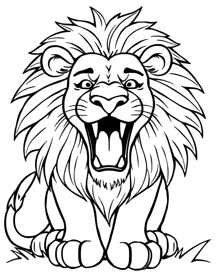 A brave lion roaring proudly.