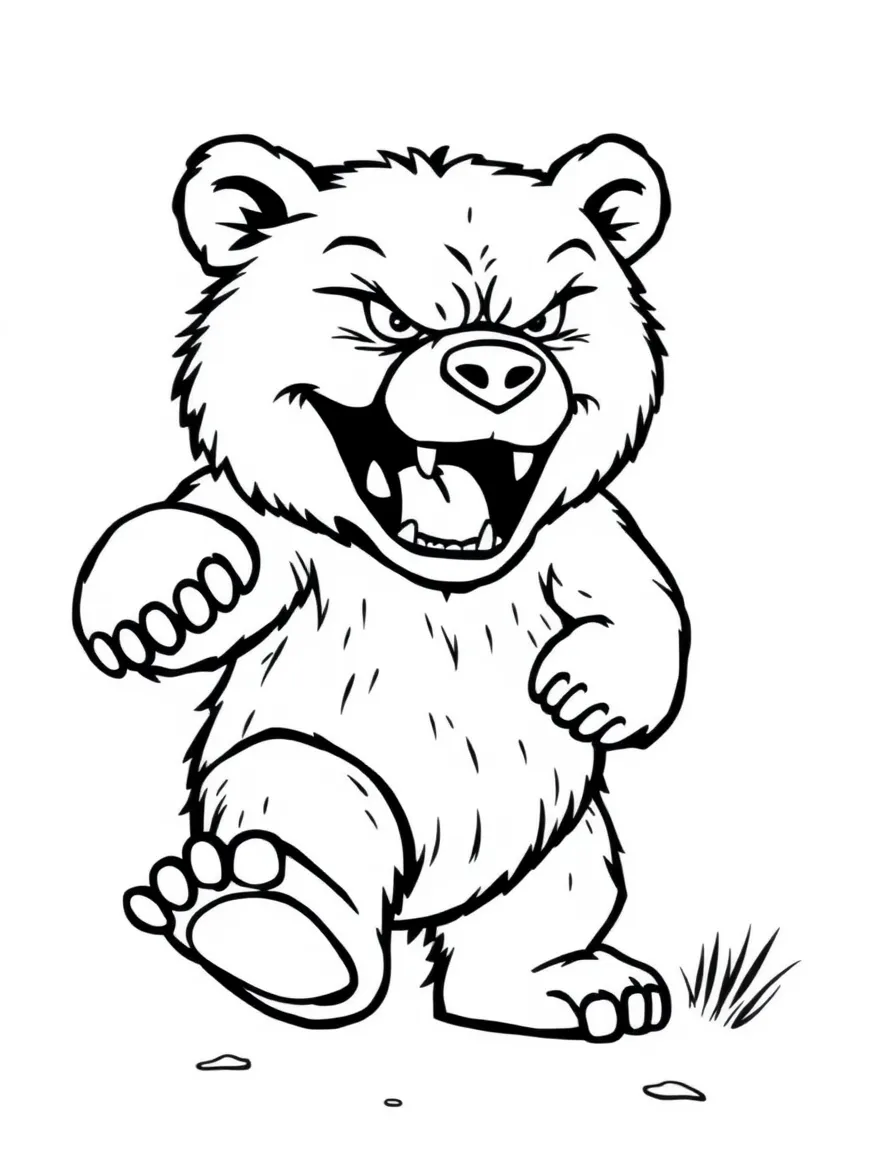An angry bear stomping its foot.