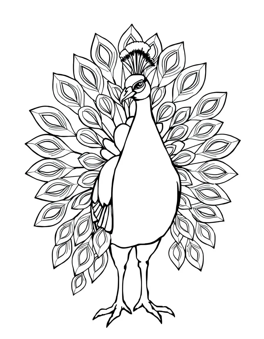 A proud peacock showing off feathers.