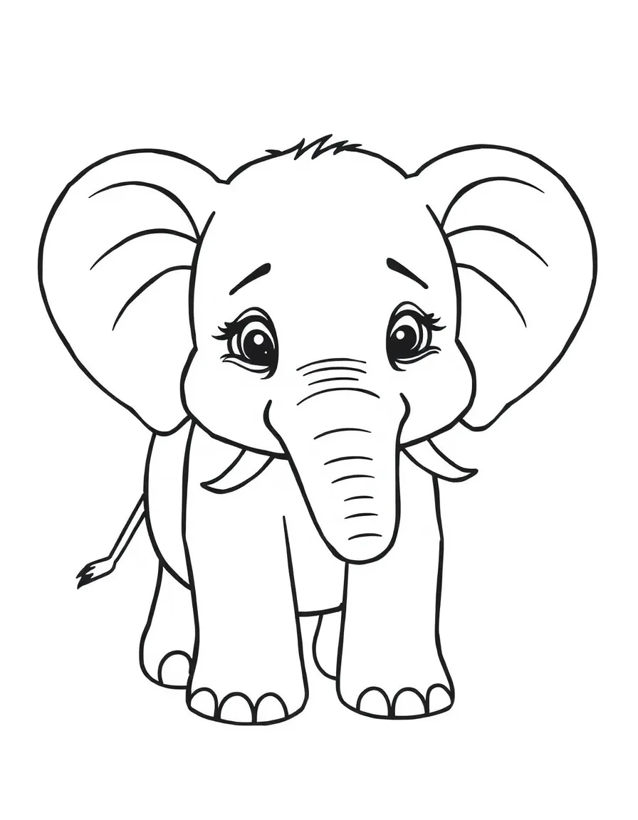 A sad elephant with drooping ears.