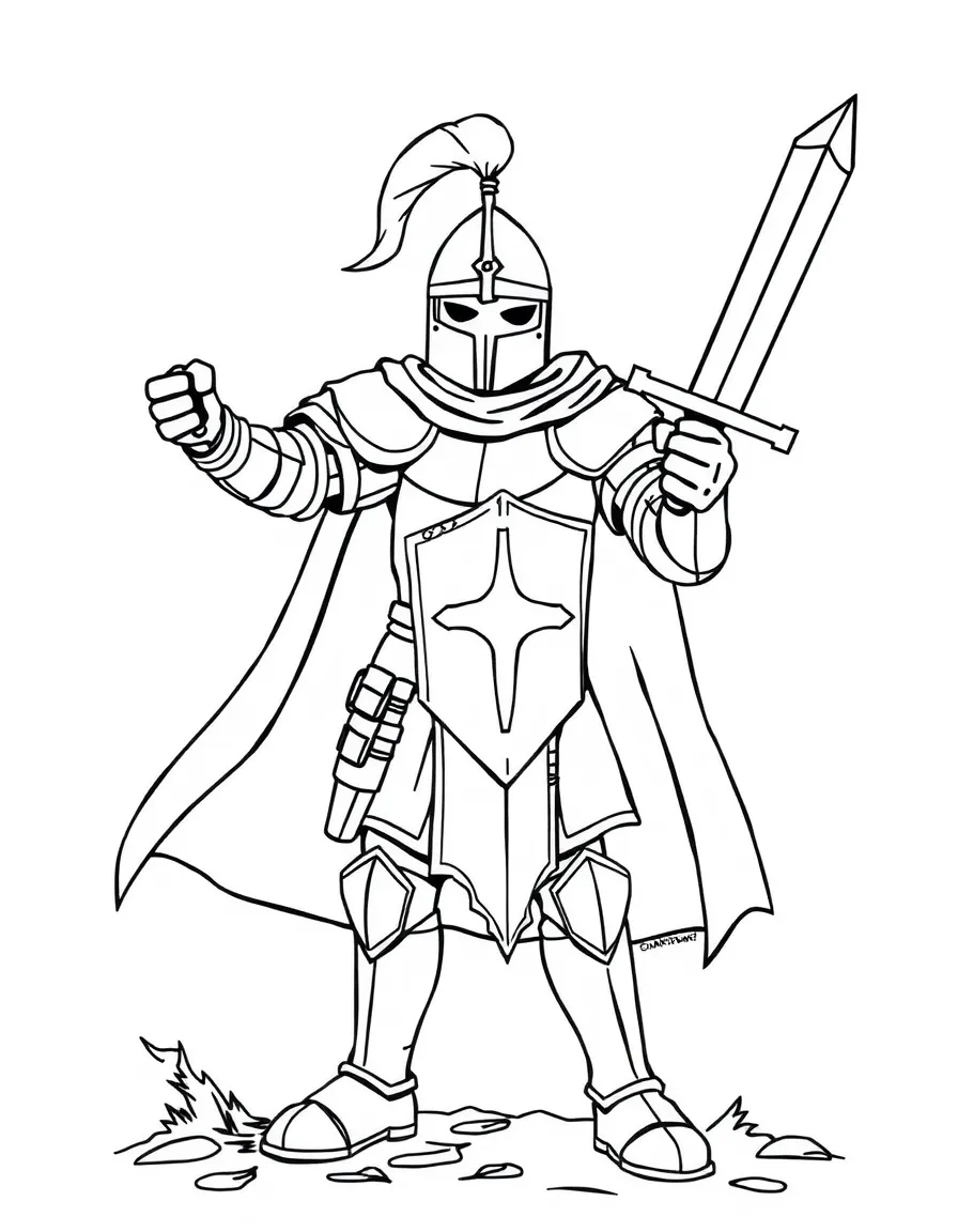 A brave knight holding a sword.