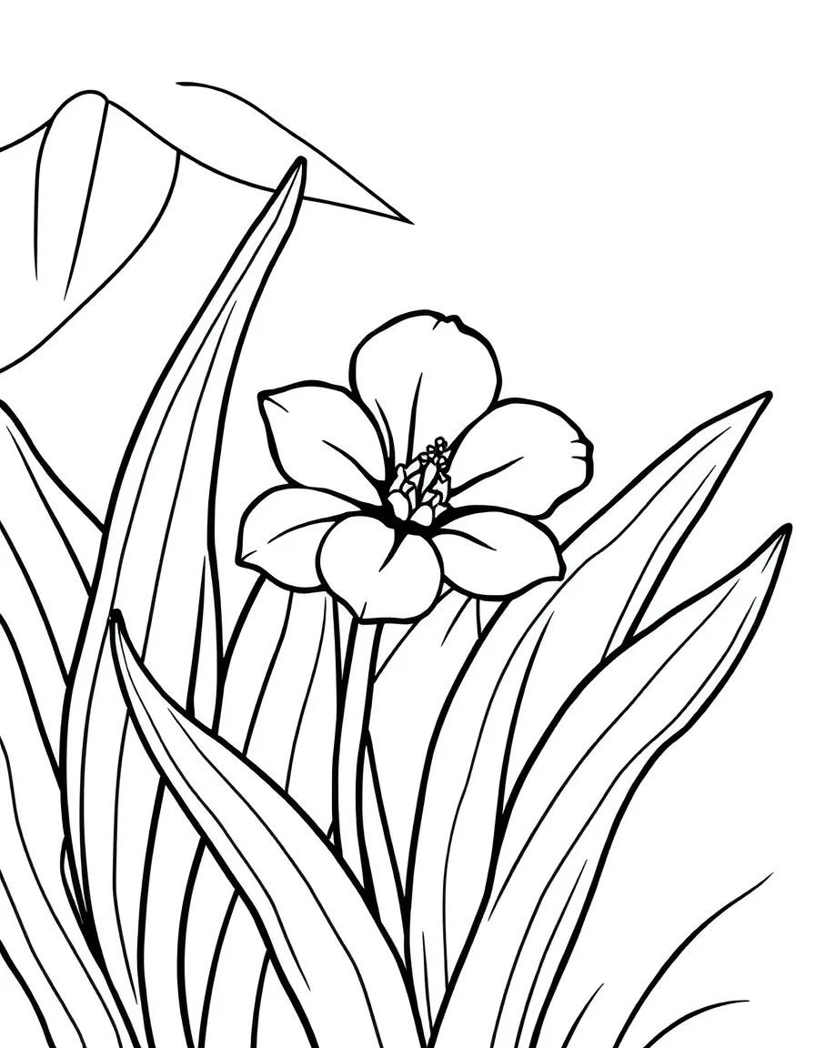 A shy flower peeking from leaves.