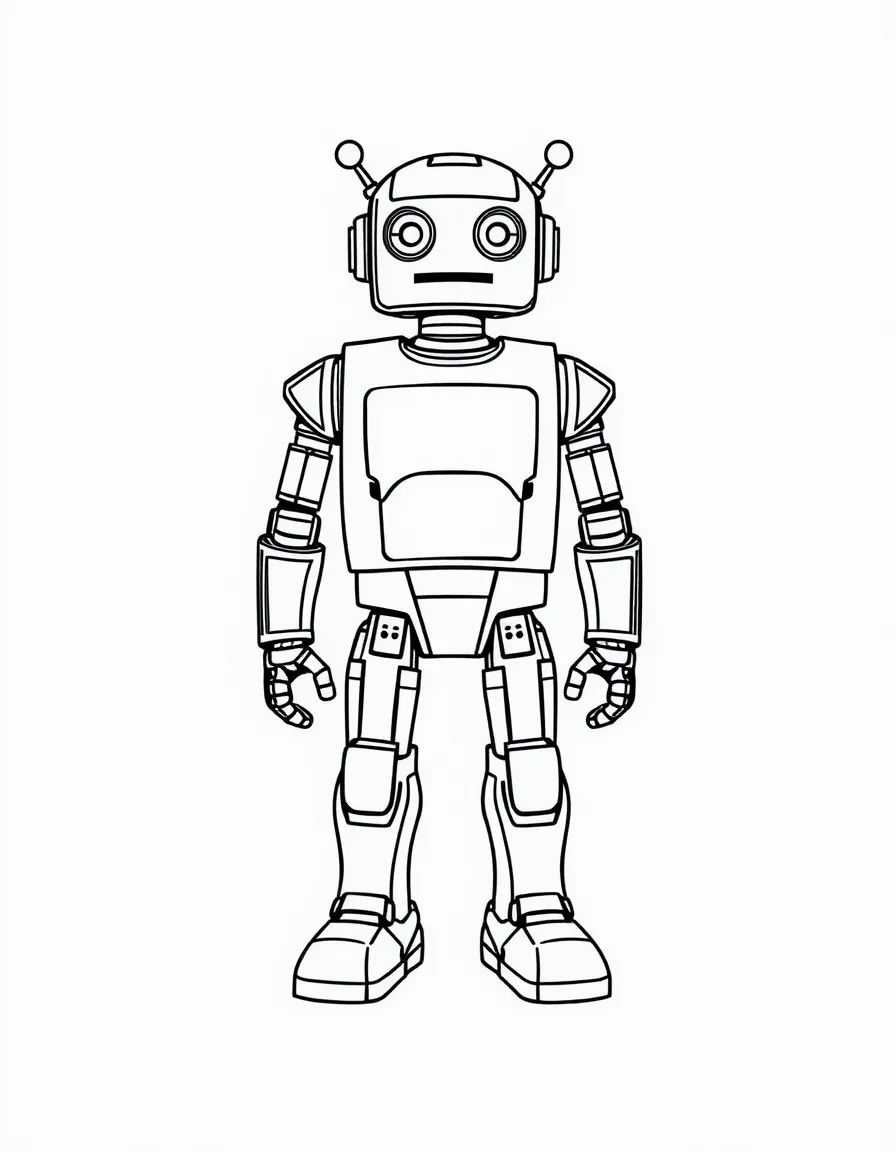 A bored robot standing still.