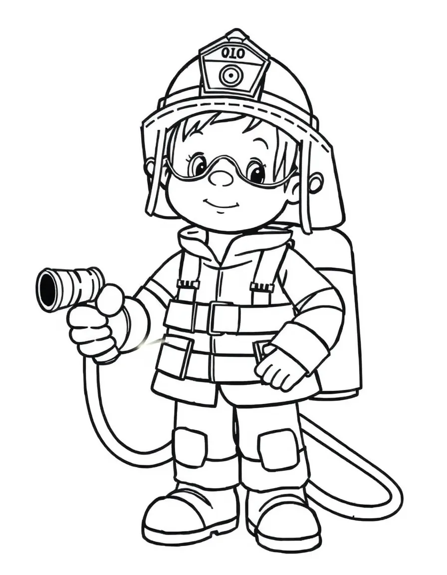 A brave firefighter with a hose.