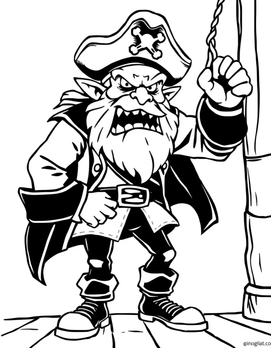 An angry pirate stomping on the deck.