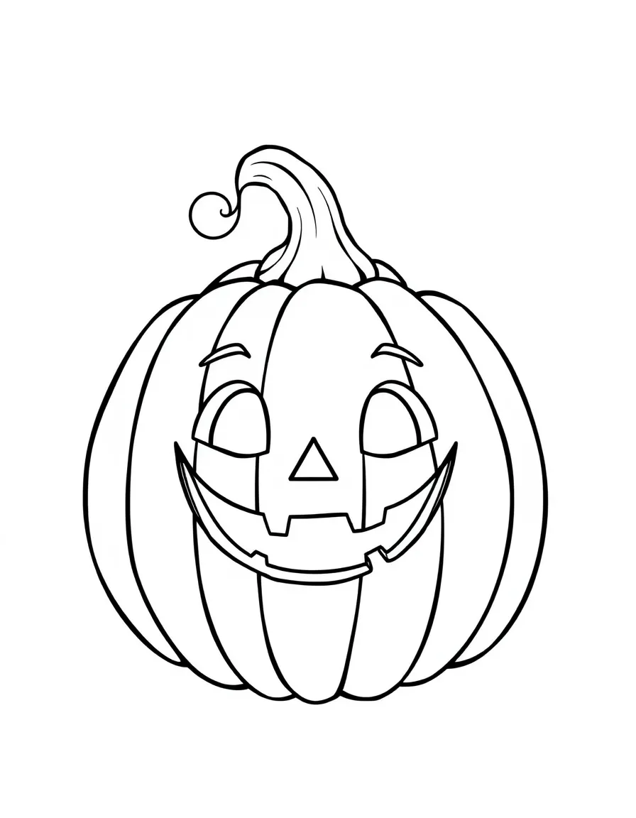 A surprised pumpkin with a carved smile.