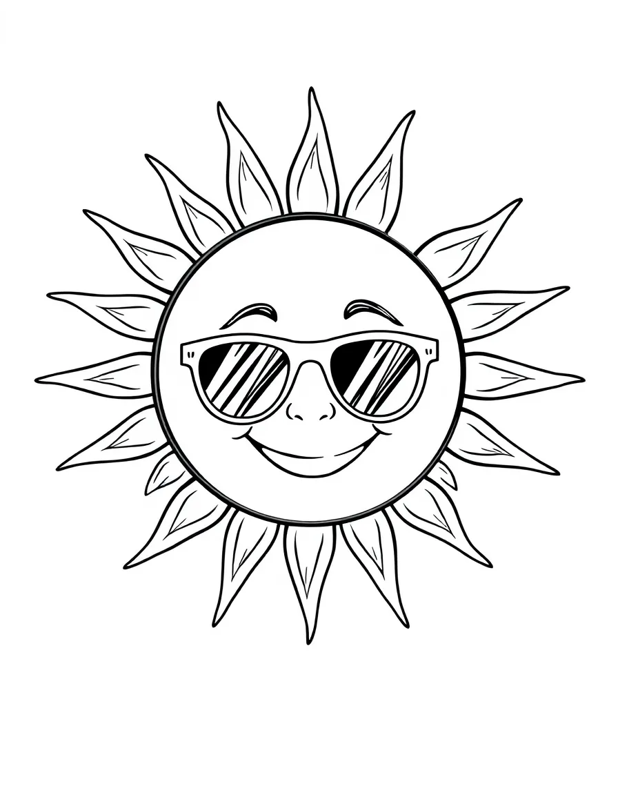 A happy sun wearing sunglasses.