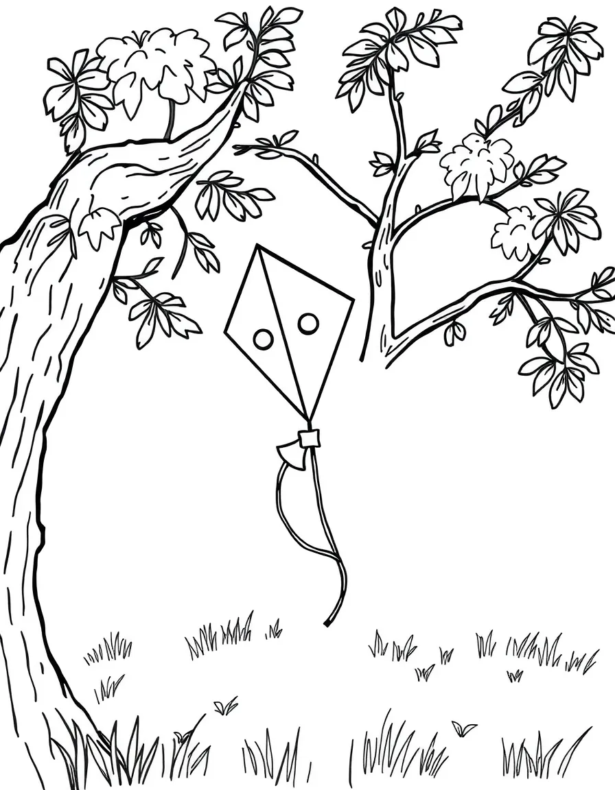 A sad kite stuck in a tree.