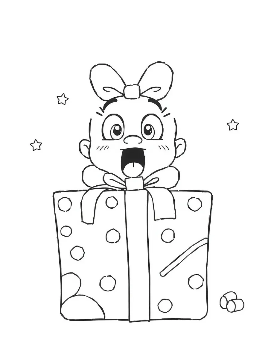 A surprised present being unwrapped.