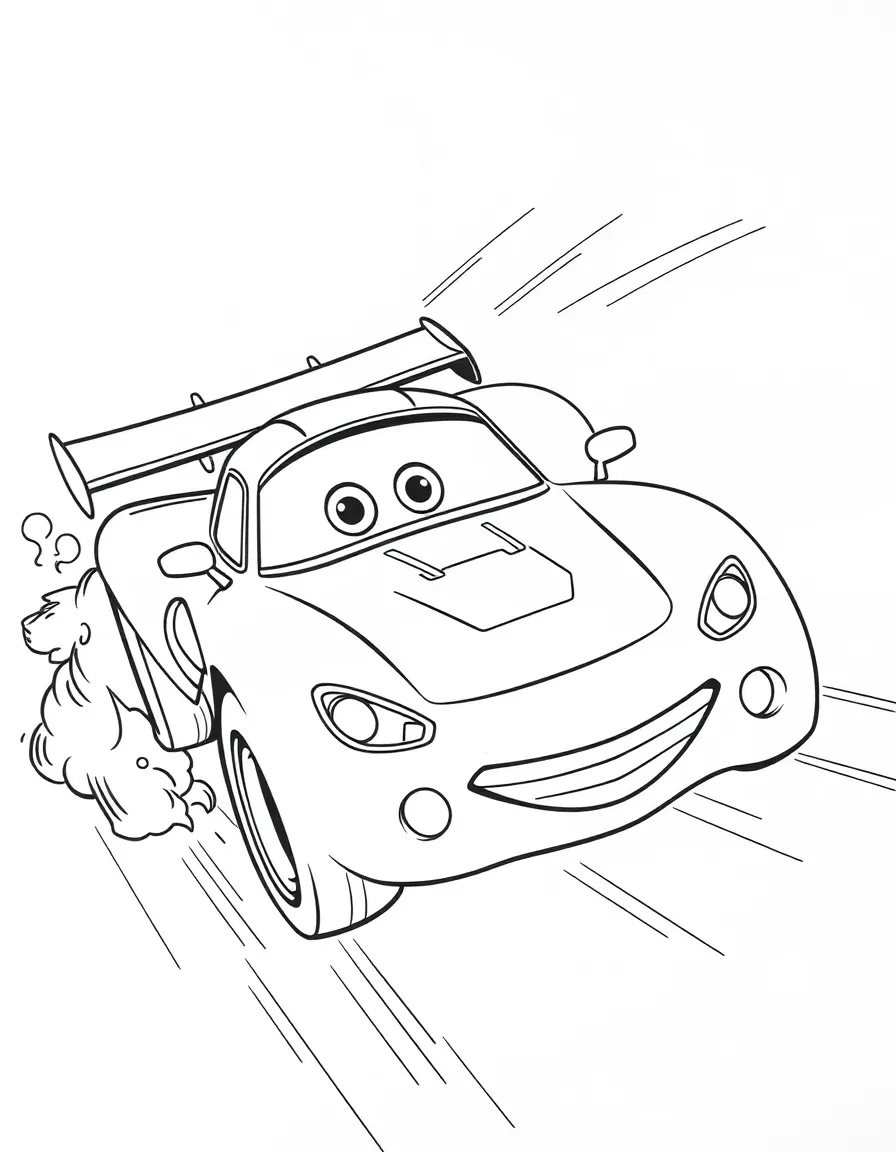 An excited race car speeding.