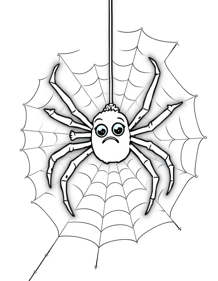 A worried spider spinning a web.