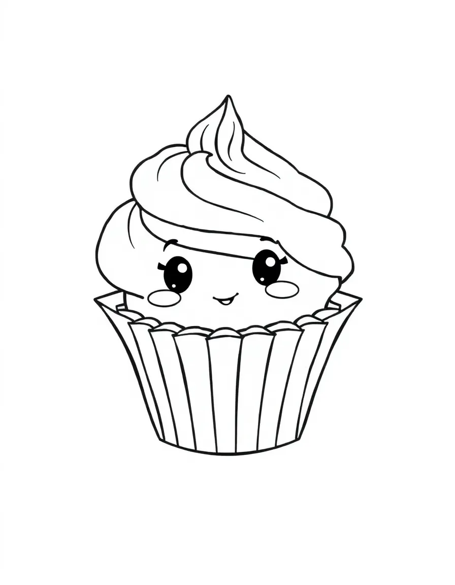 A shy cupcake peeking from wrapper.
