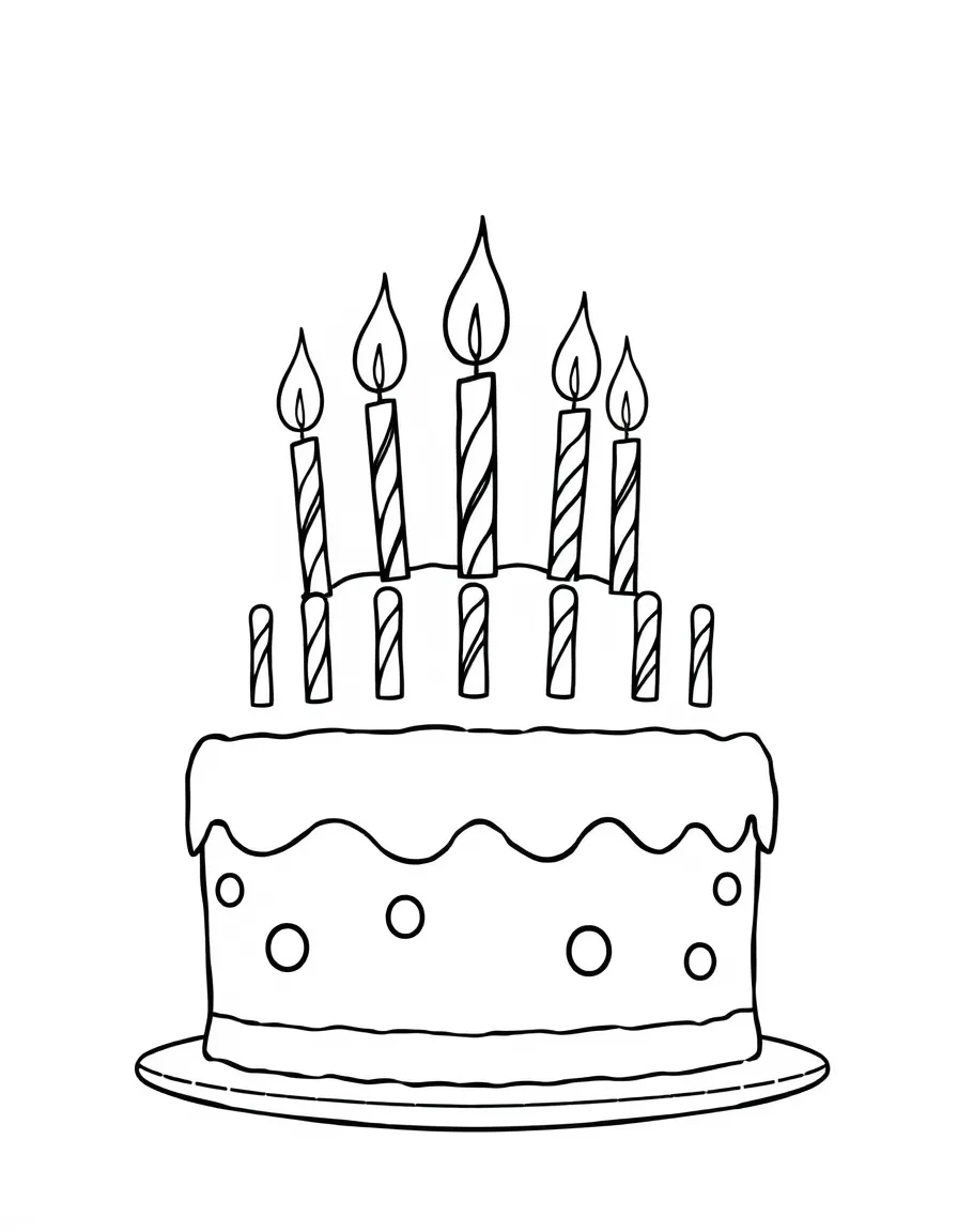 An excited birthday cake with candles.