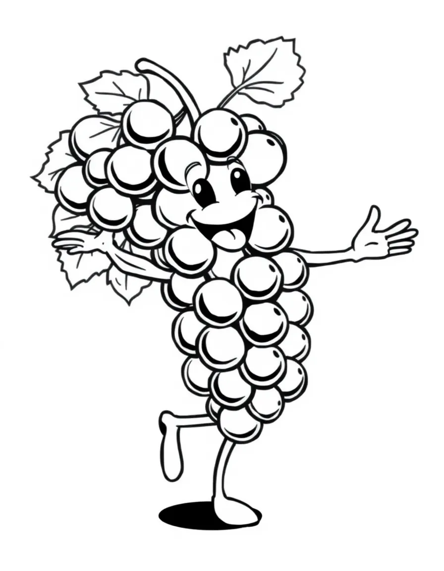 A happy grape dancing.