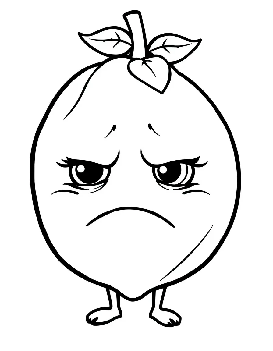 A sad lemon frowning.