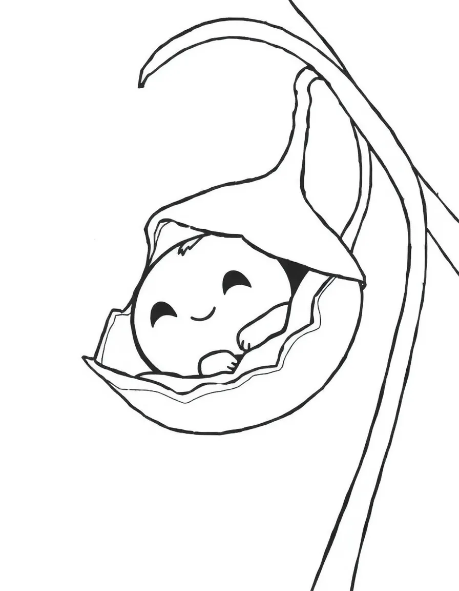 A shy pea hiding in a pod.