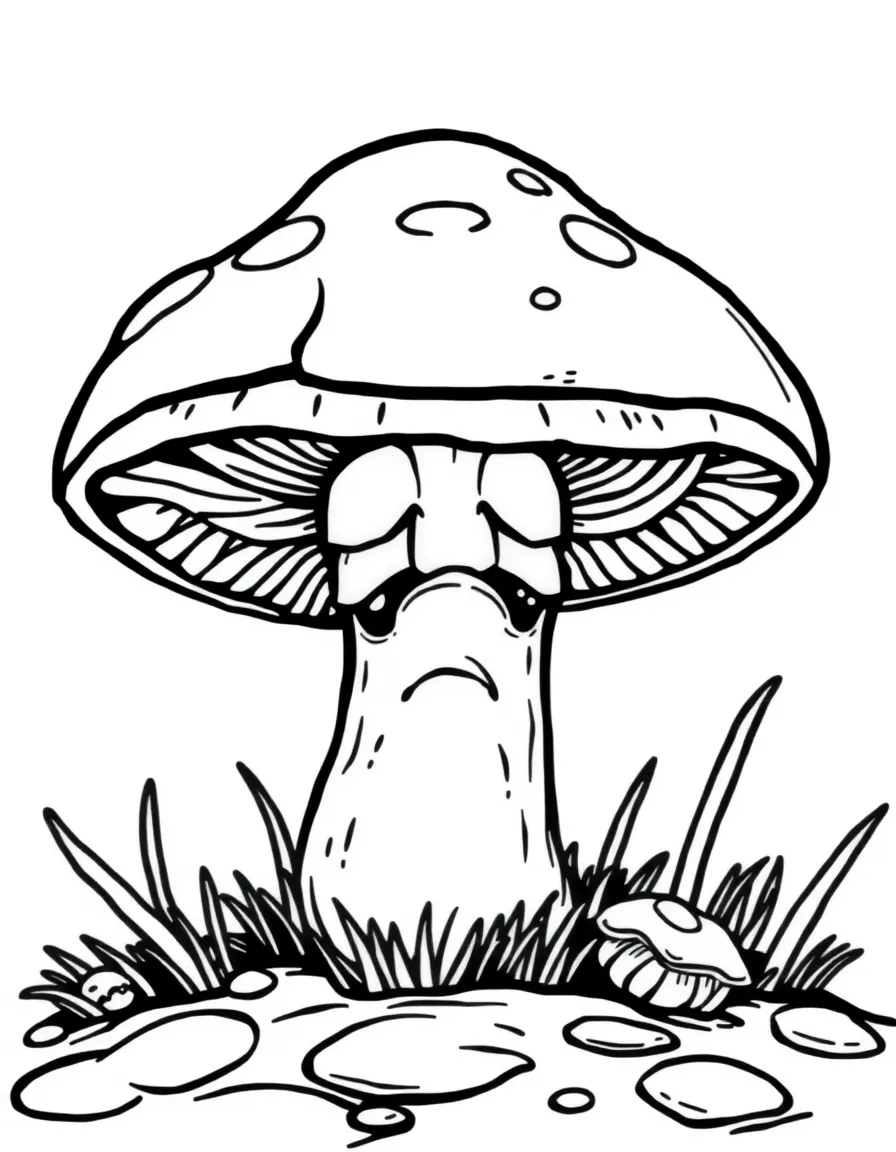 A bored mushroom looking glum.