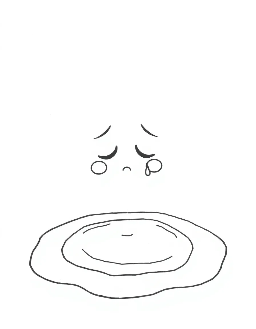 A crying puddle with a tear.