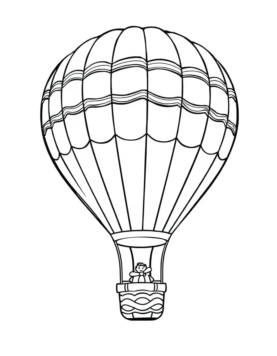 An excited hot air balloon soaring.