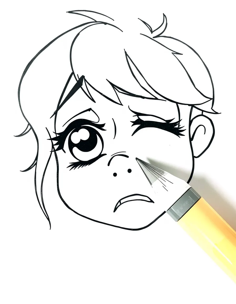 A crying eraser smudging.