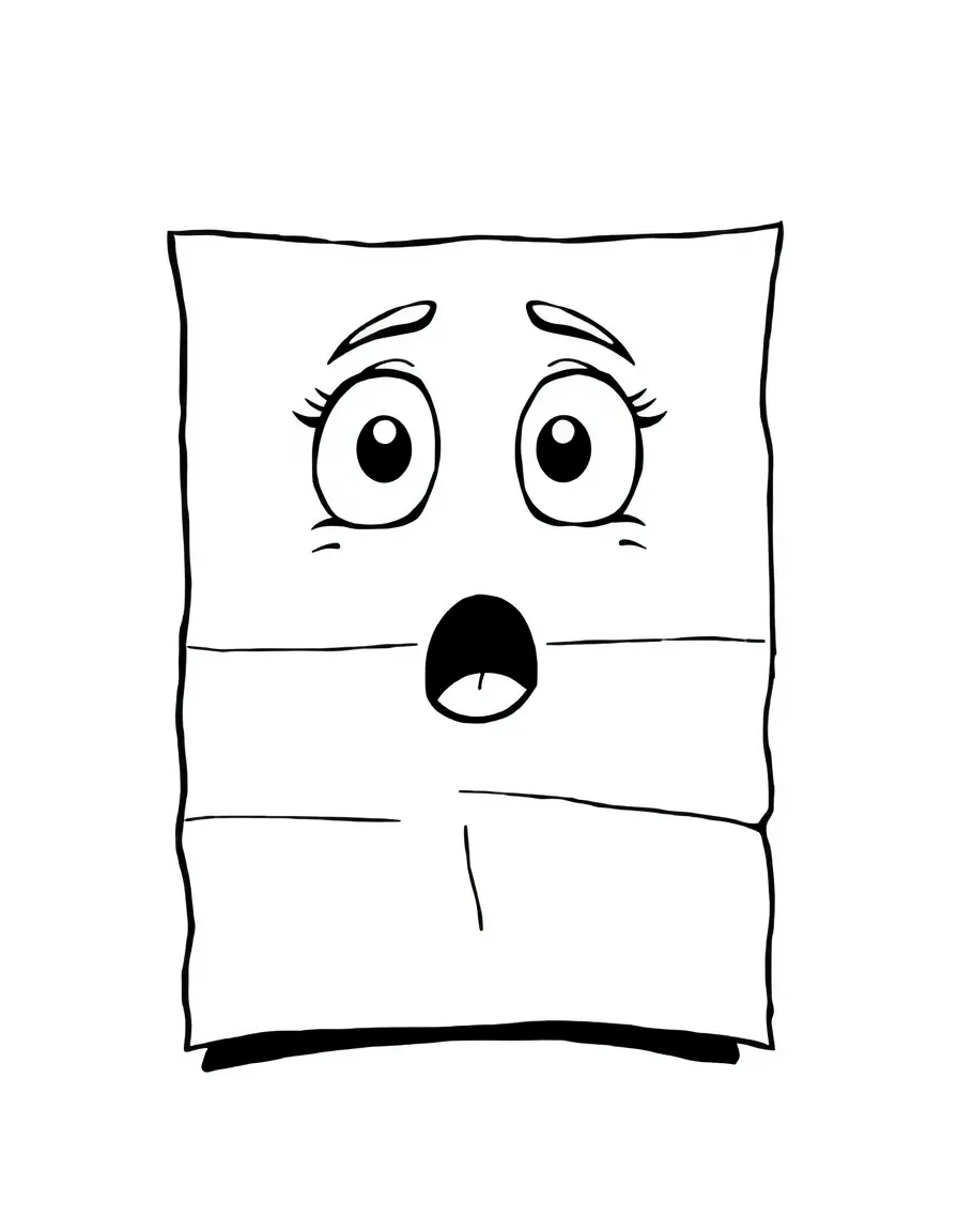 A surprised paper with a wrinkle.
