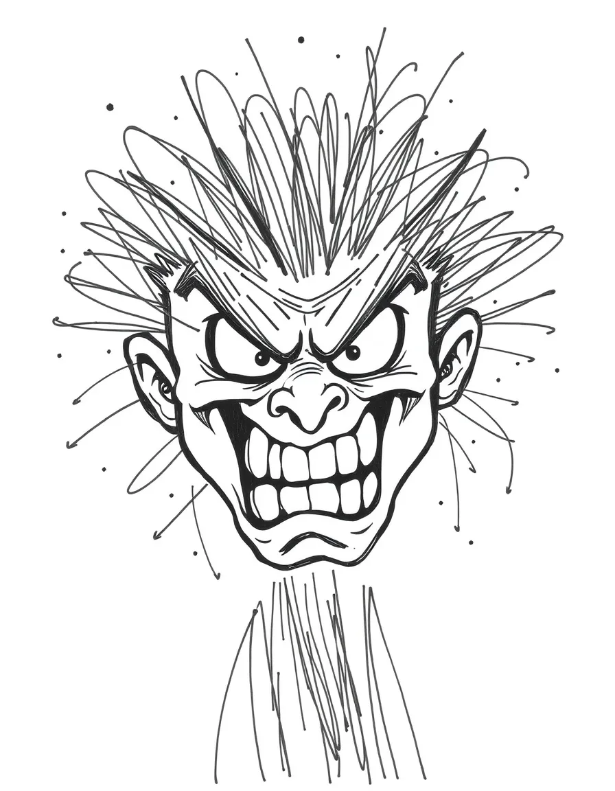 An angry marker drawing scribbles.