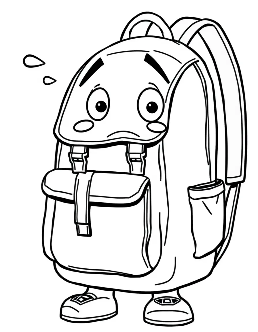 A worried backpack unzipped.