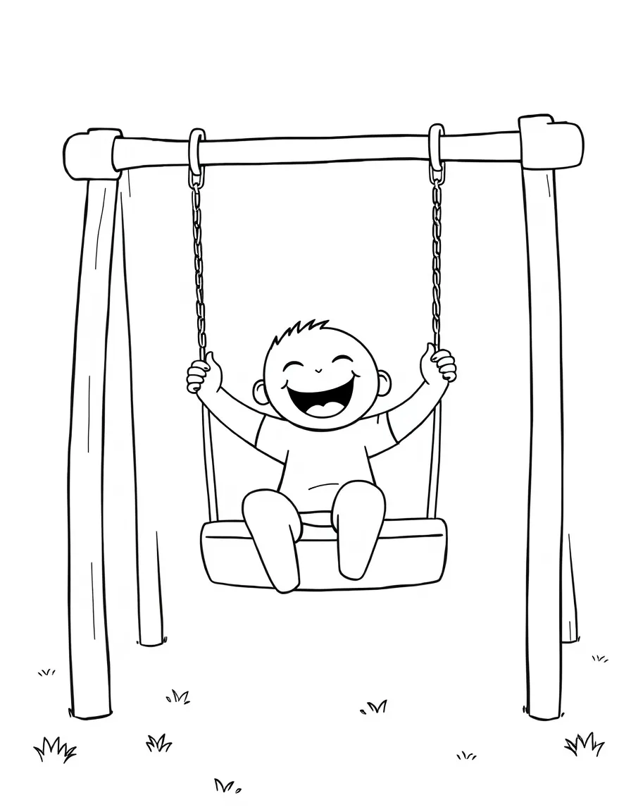 A laughing playground swing.