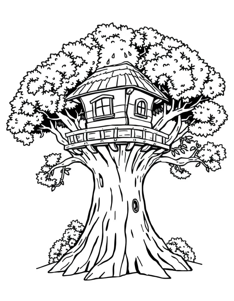 A proud treehouse standing tall.