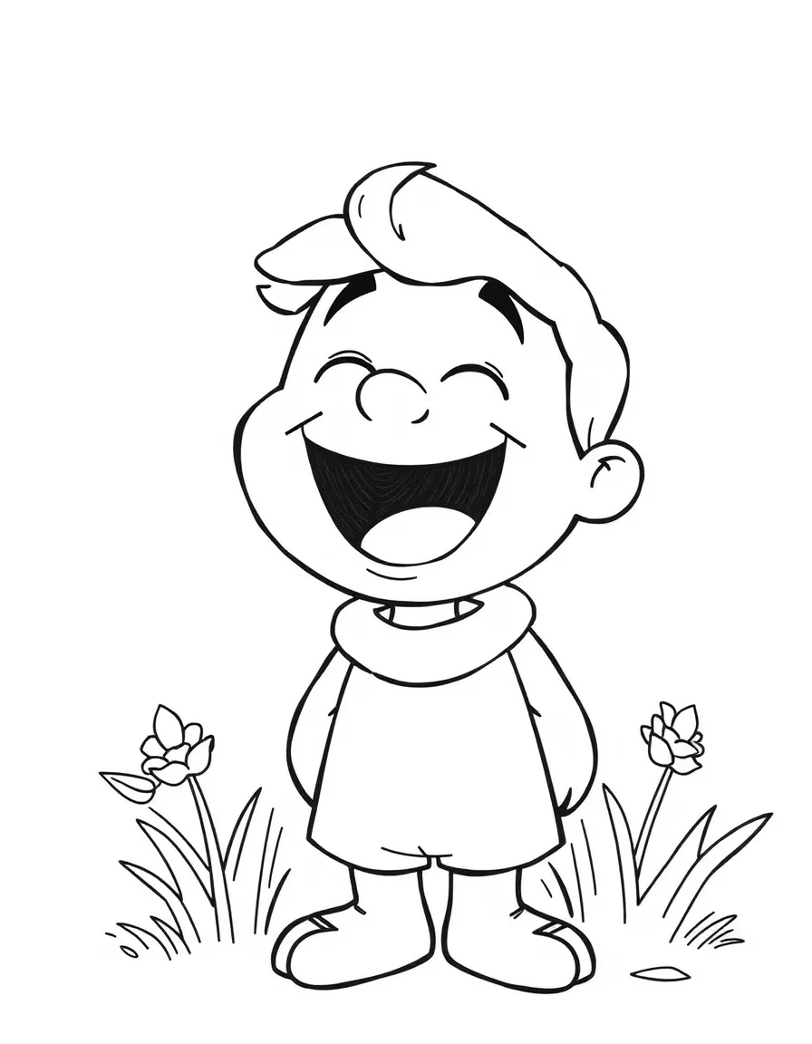A laughing storybook character.