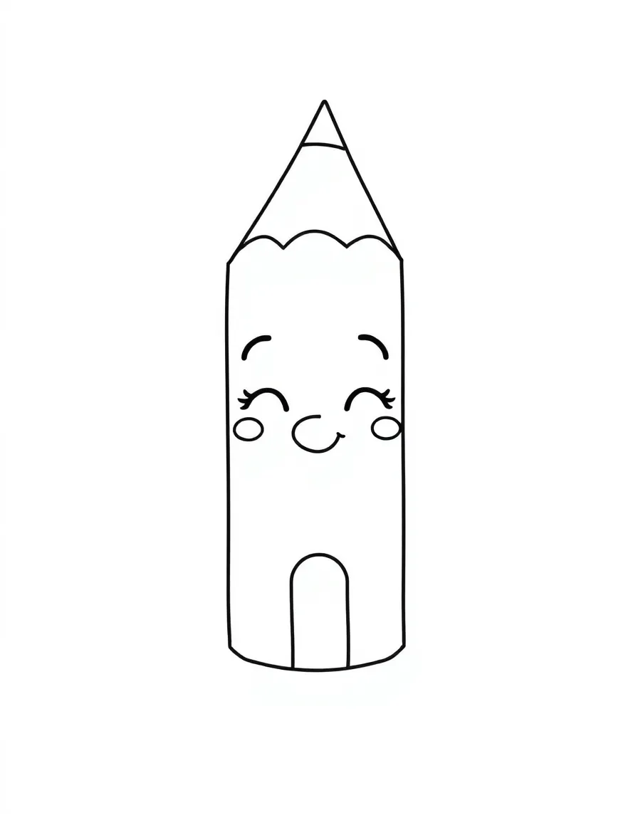 A calm pencil case smiling.