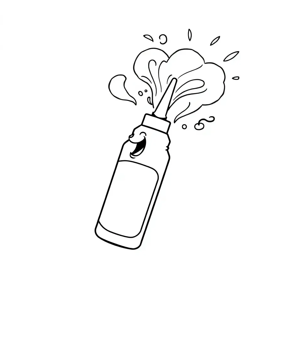An excited glue bottle squirting.