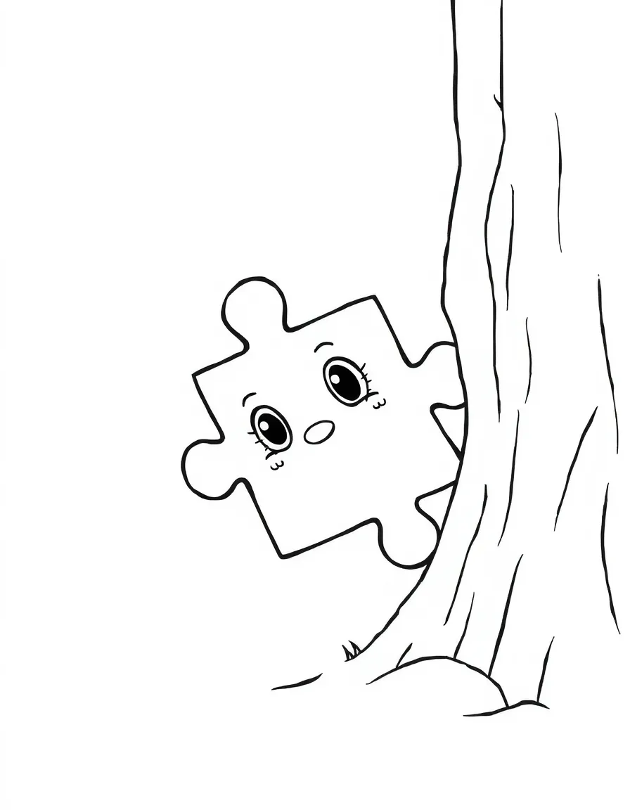 A shy puzzle piece hiding.