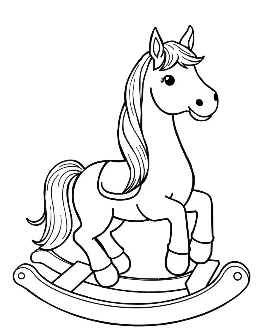 A calm rocking horse gently swaying.
