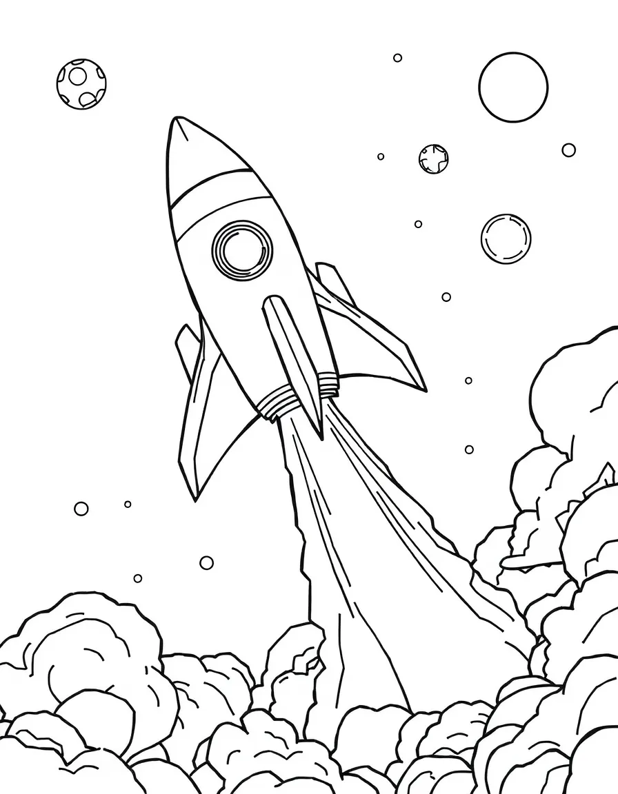 A brave spaceship blasting off.