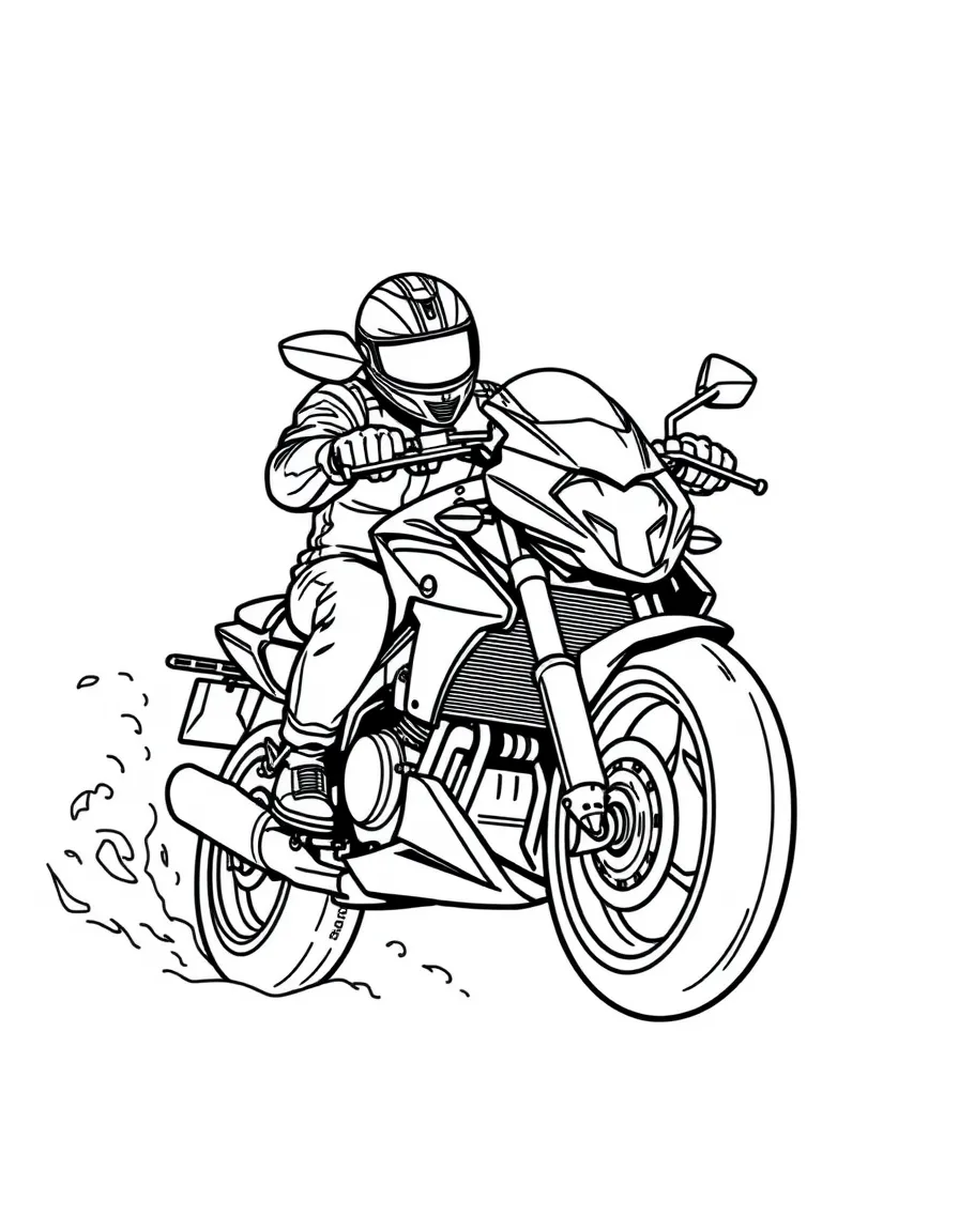 An excited motorbike speeding.