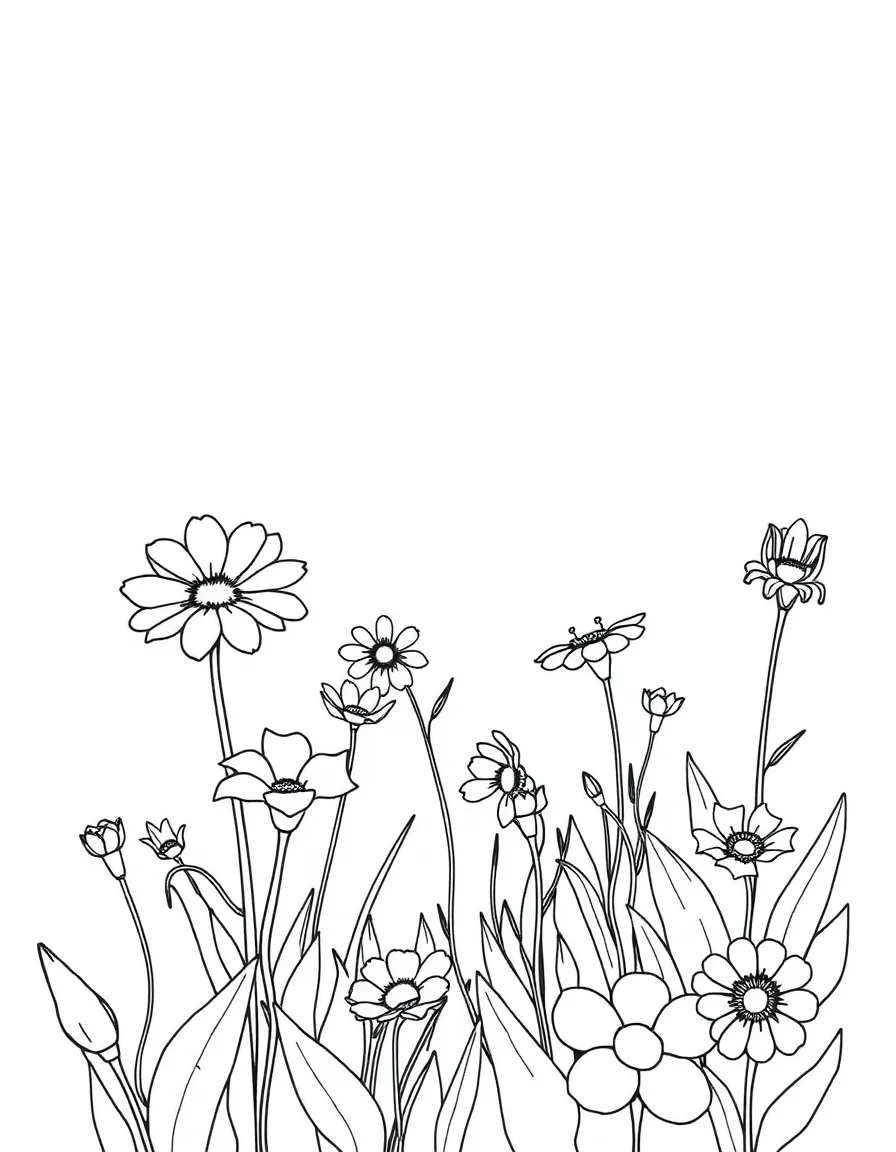 A calm garden with flowers.
