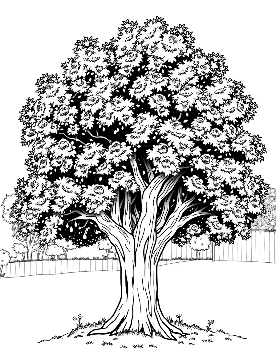 A proud tree in the yard.