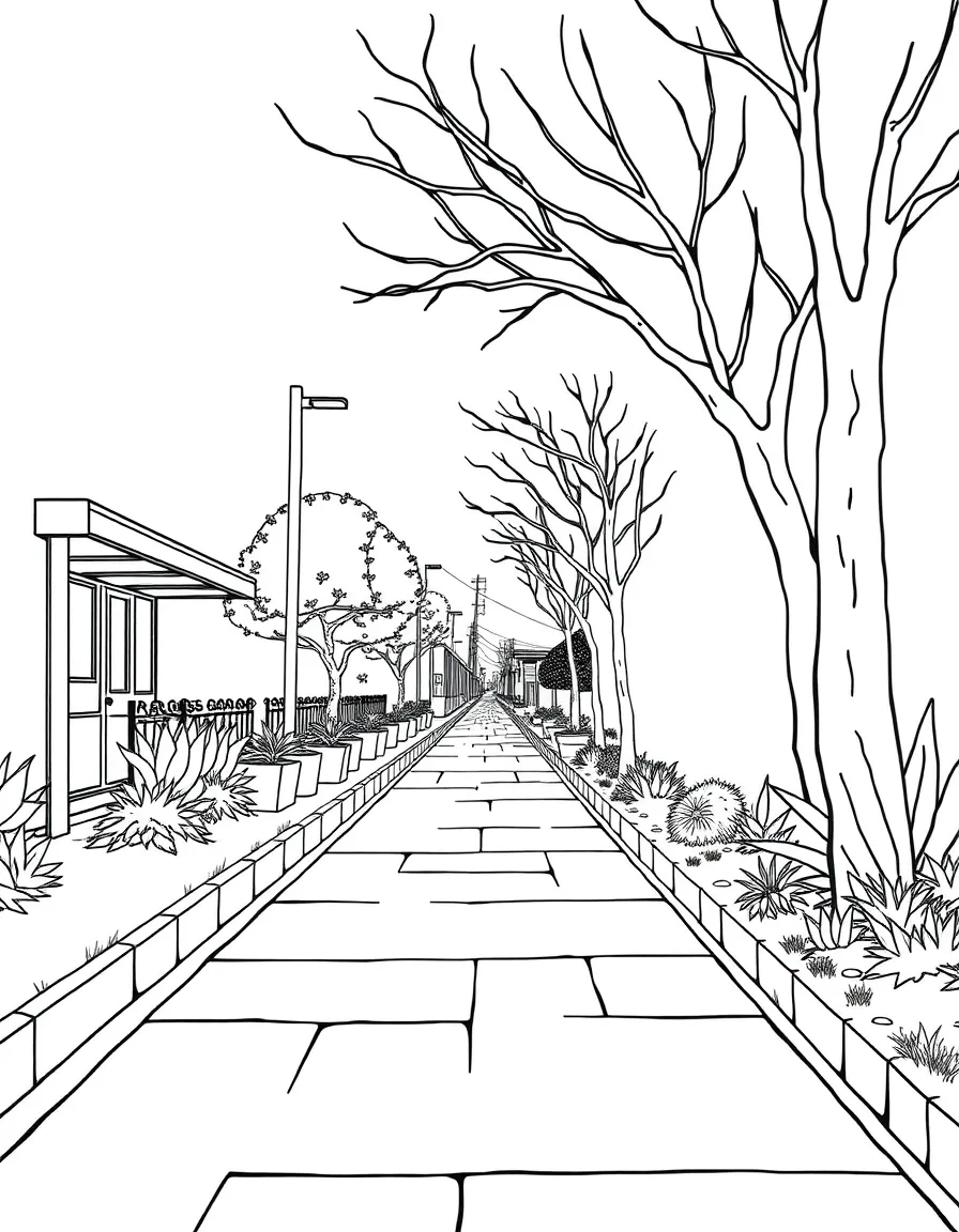 A bored sidewalk empty.