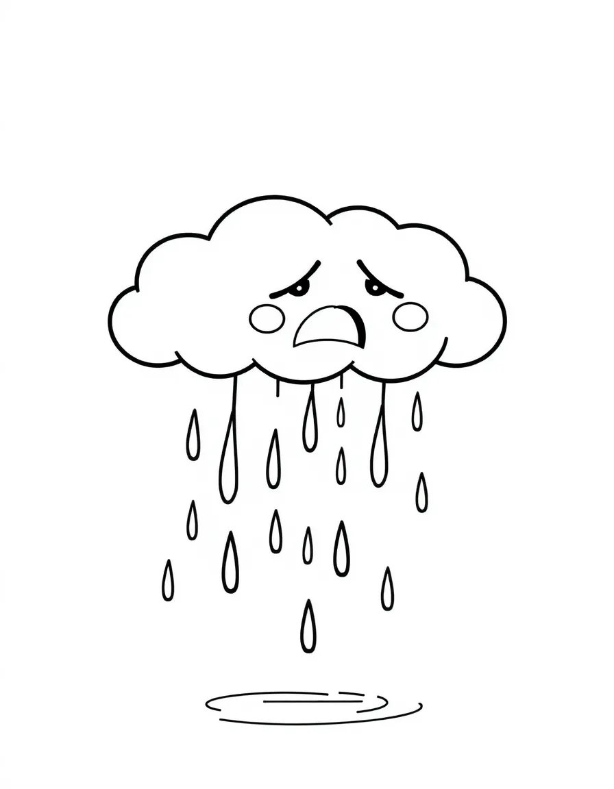 A crying rain cloud watering.