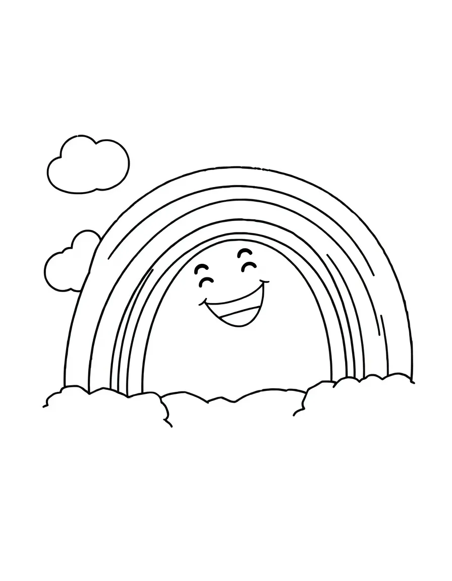 A laughing rainbow appearing.