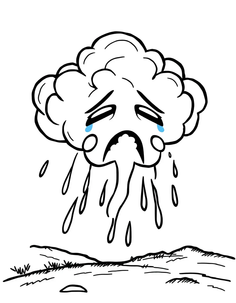 A crying storm cloud.