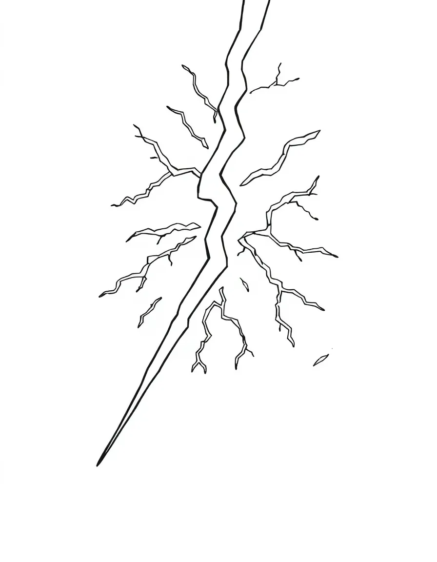 A surprised lightning bolt striking.