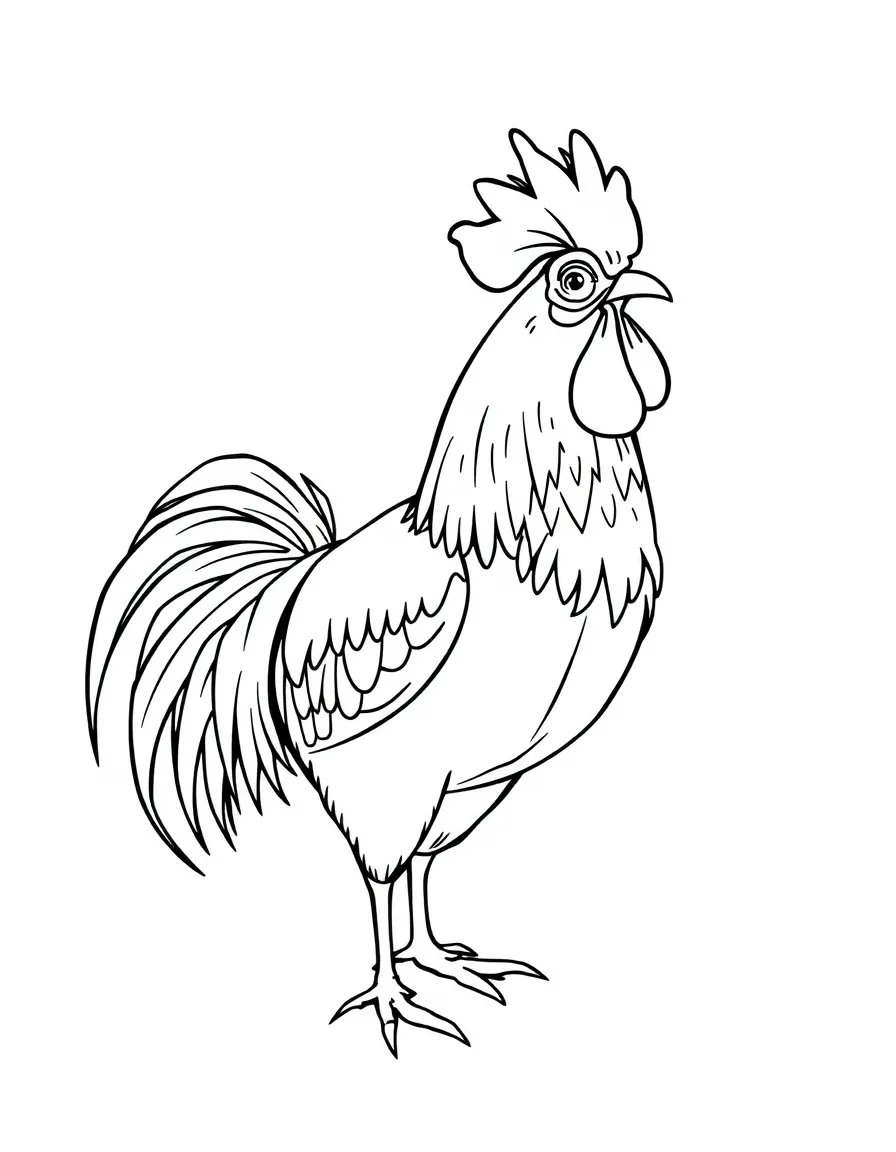 A proud rooster crowing loudly.