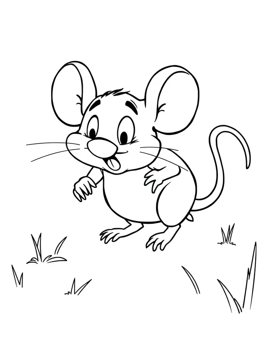 A worried mouse scurrying.