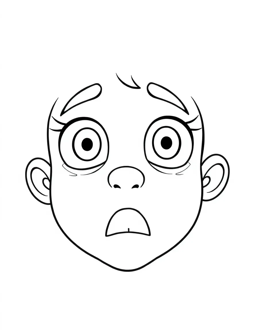 A surprised face with wide eyes.