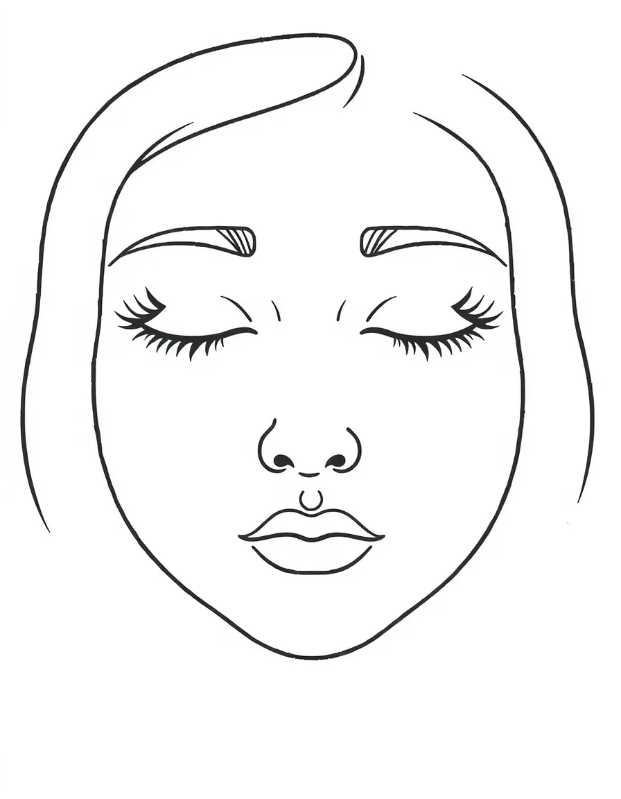 A calm face with closed eyes.